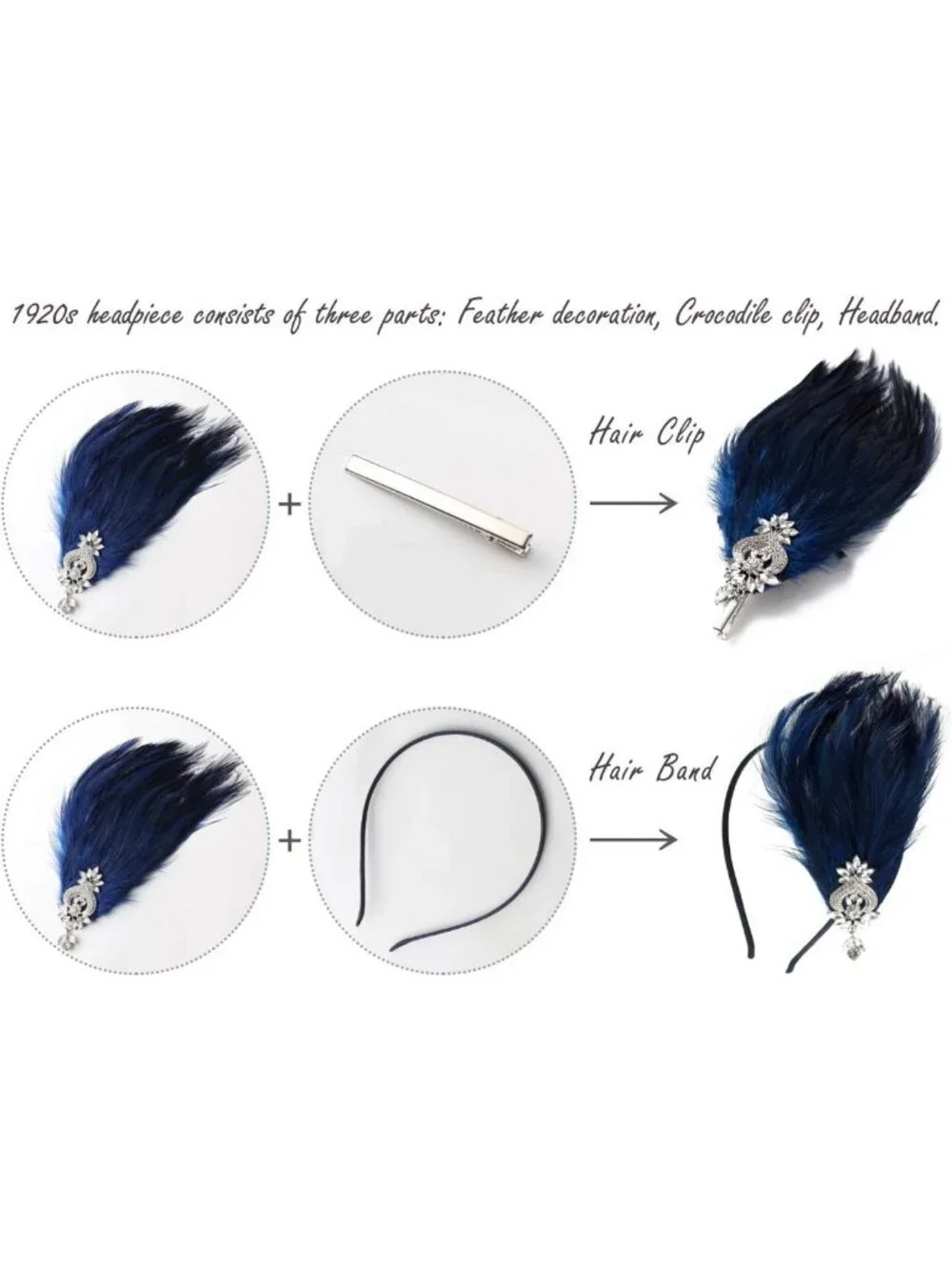 1920s Flapper Feather Headband | Roaring 20s Hair Accessories | Great Gatsby